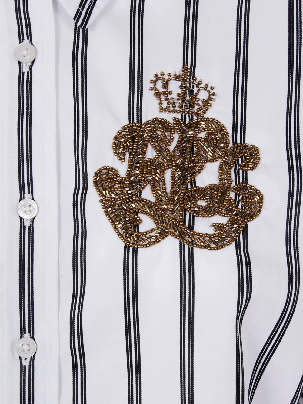 Ralph Lauren Striped Beaded-embellished Shirt In Multi