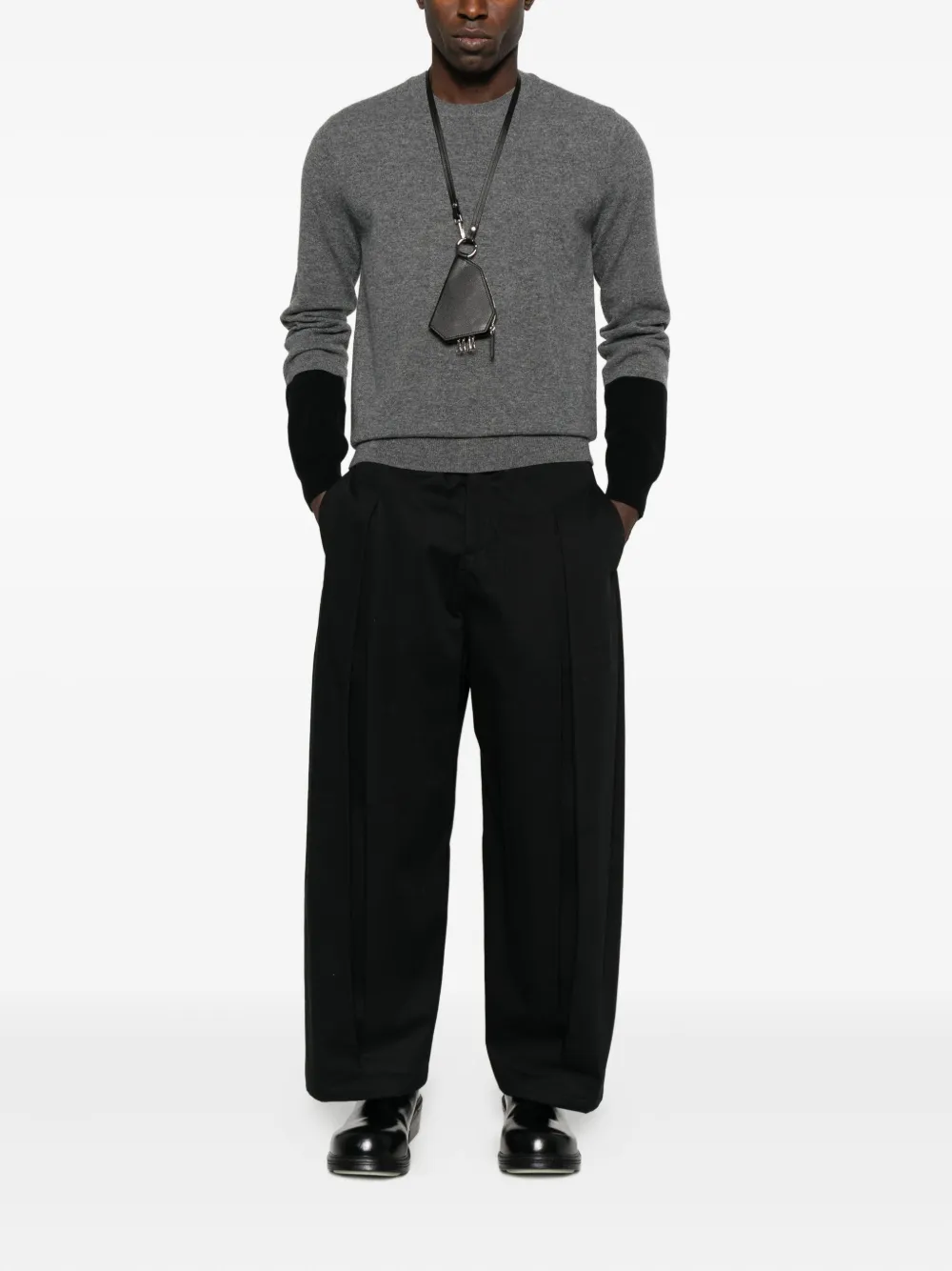 Comme Des Garçons Shirt contrast-panel crew-neck sweater - Grijs