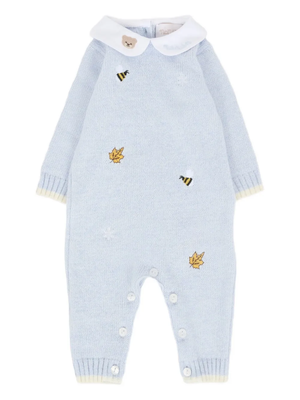 Nanán Peter Pan Collar Embroidered Romper In Gray