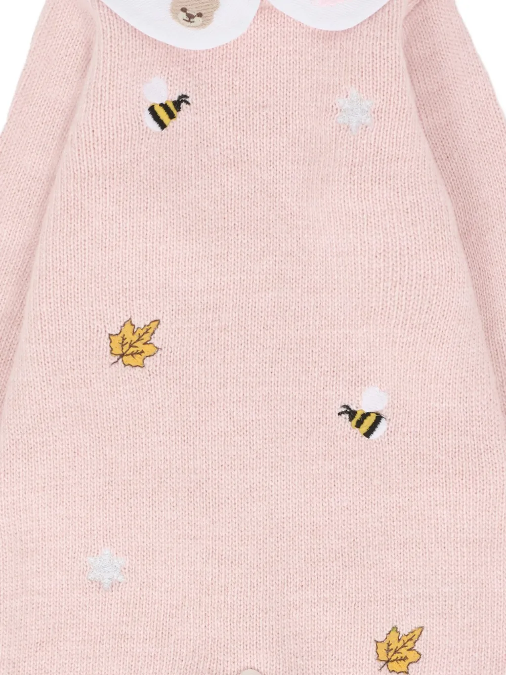 Nanán Embroidered-collar Knitted Romper In Pink