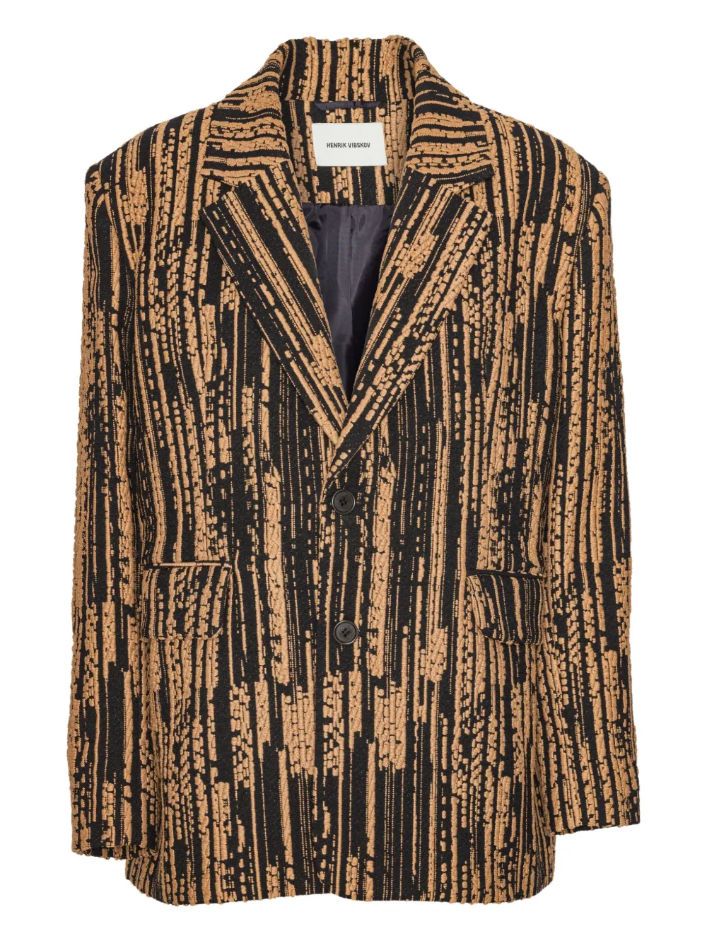 Henrik Vibskov Buttoned Striped Jacket In Animal Print