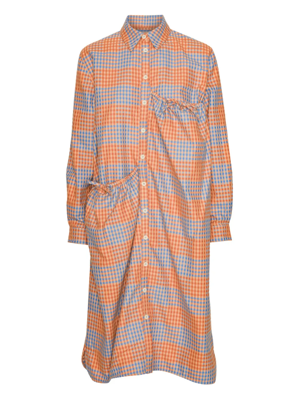 Henrik Vibskov checked gathered-detail dress - オレンジ Henrik Vibskov checked gathered-detail dress - オレンジ