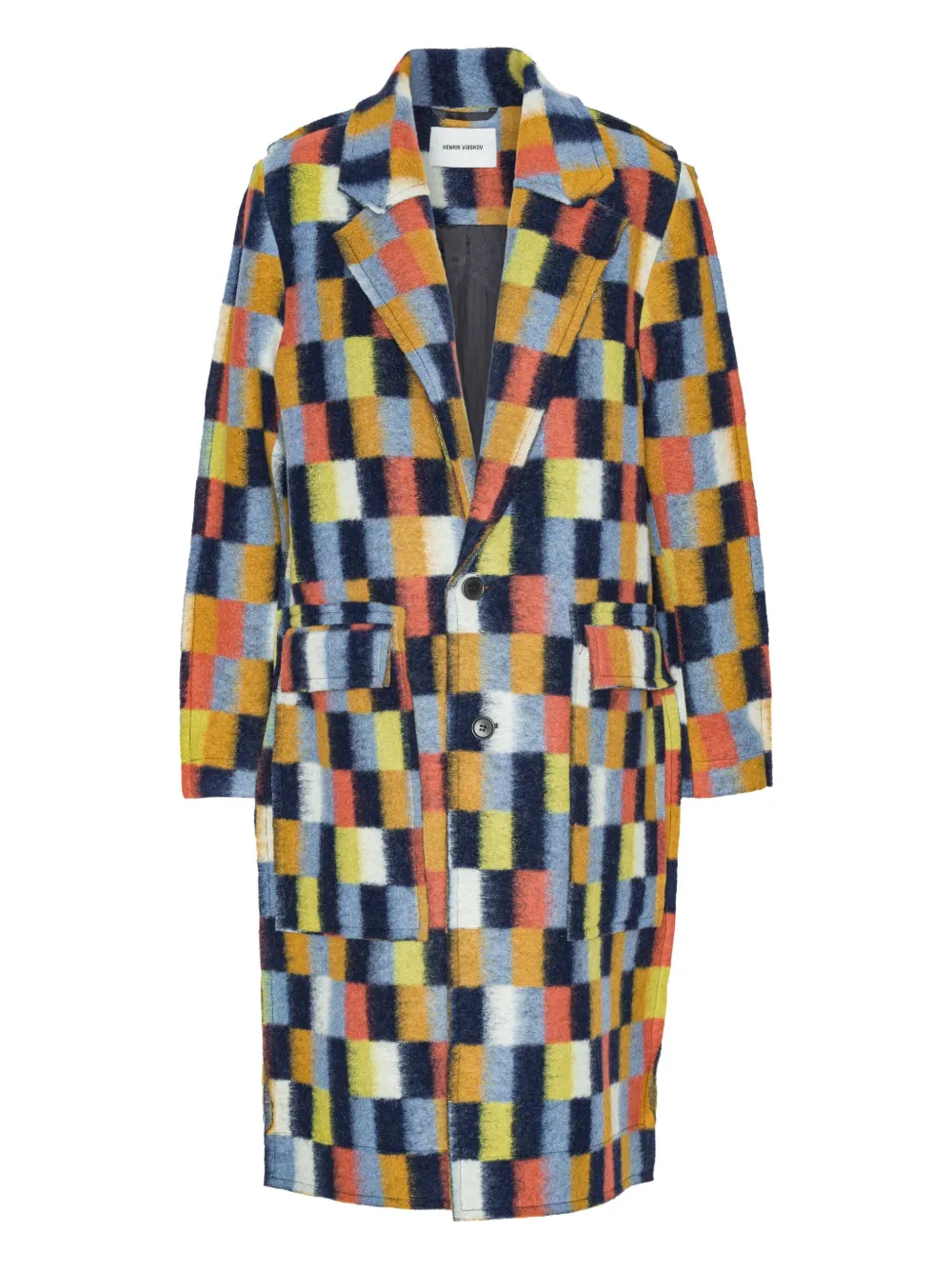 Henrik Vibskov Square-motif Single-breasted Coat In Multi