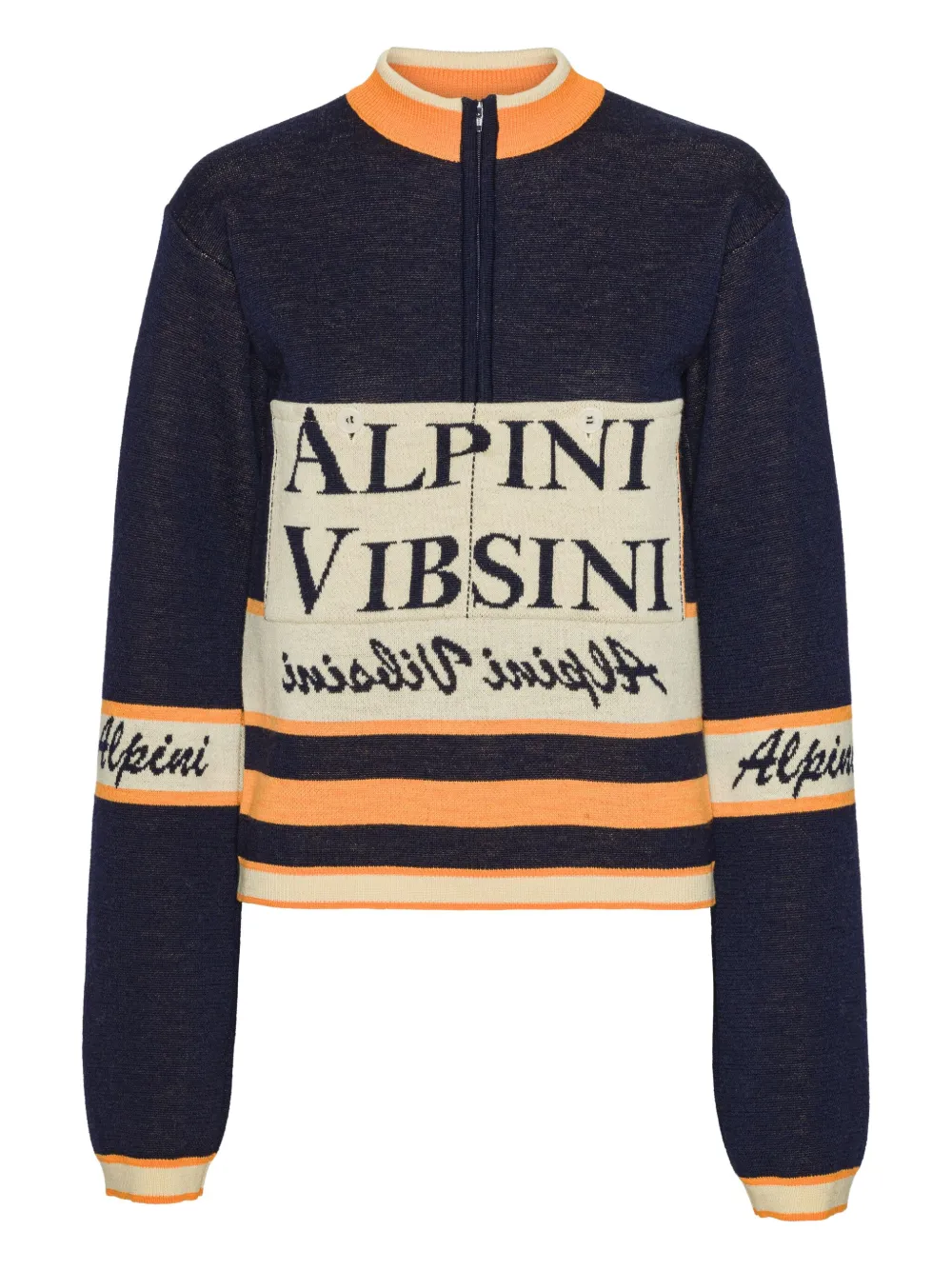 Henrik Vibskov Striped Half-zip Sweater In Animal Print