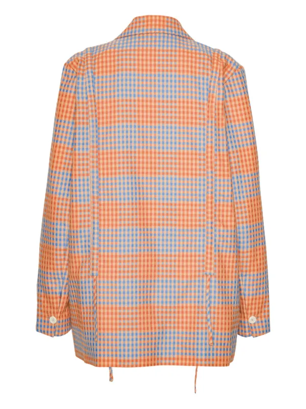 Henrik Vibskov Checked single-breasted Jacket | Orange | FARFETCH