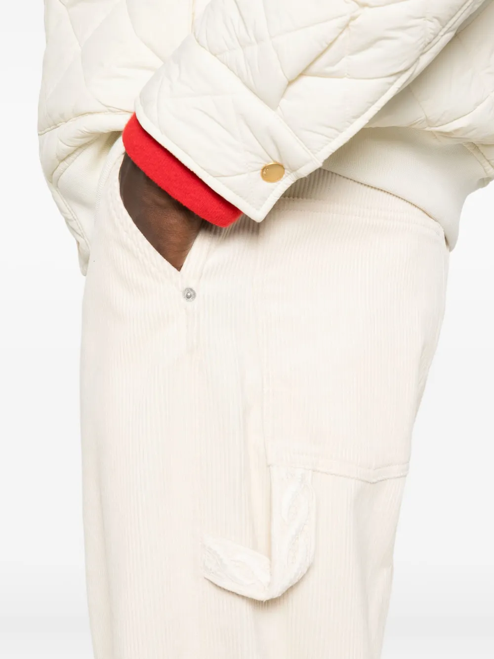 Drôle De Monsieur Katoenen broek met cargo zak Beige