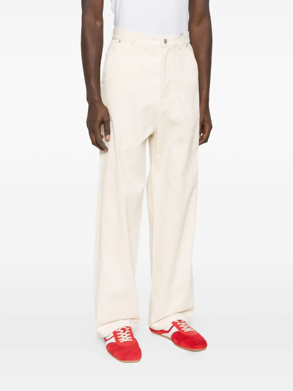 Drôle De Monsieur Katoenen broek met cargo zak Beige