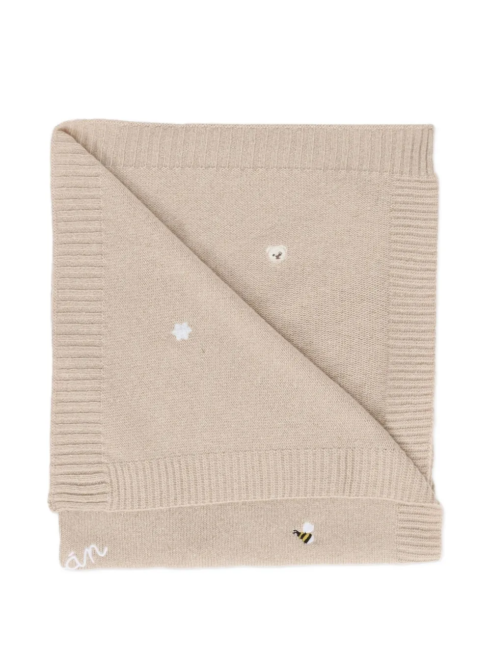 Nanán Embroidered-logo Blanket In Neutral