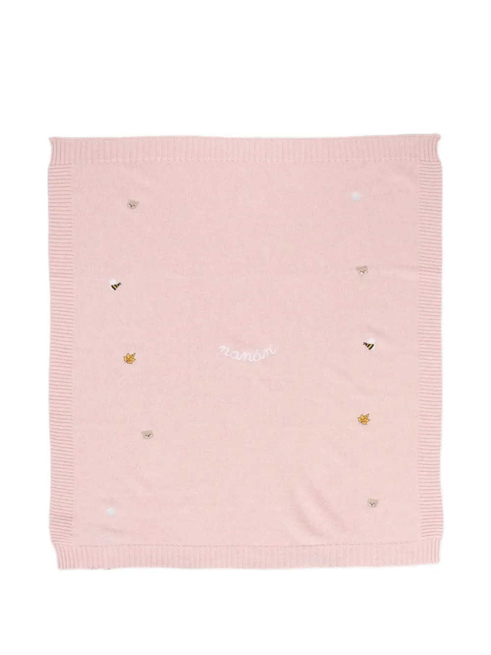 Nanán Embroidered Knit Blanket In Pink