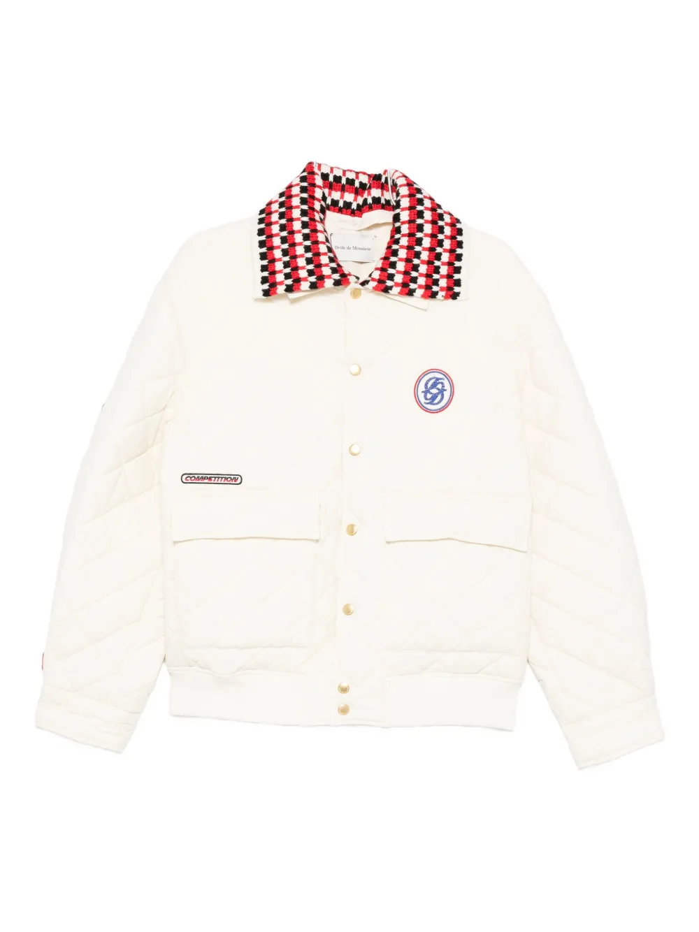 Drôle De Monsieur Quilted Logo-patch Bomber Jacket In White