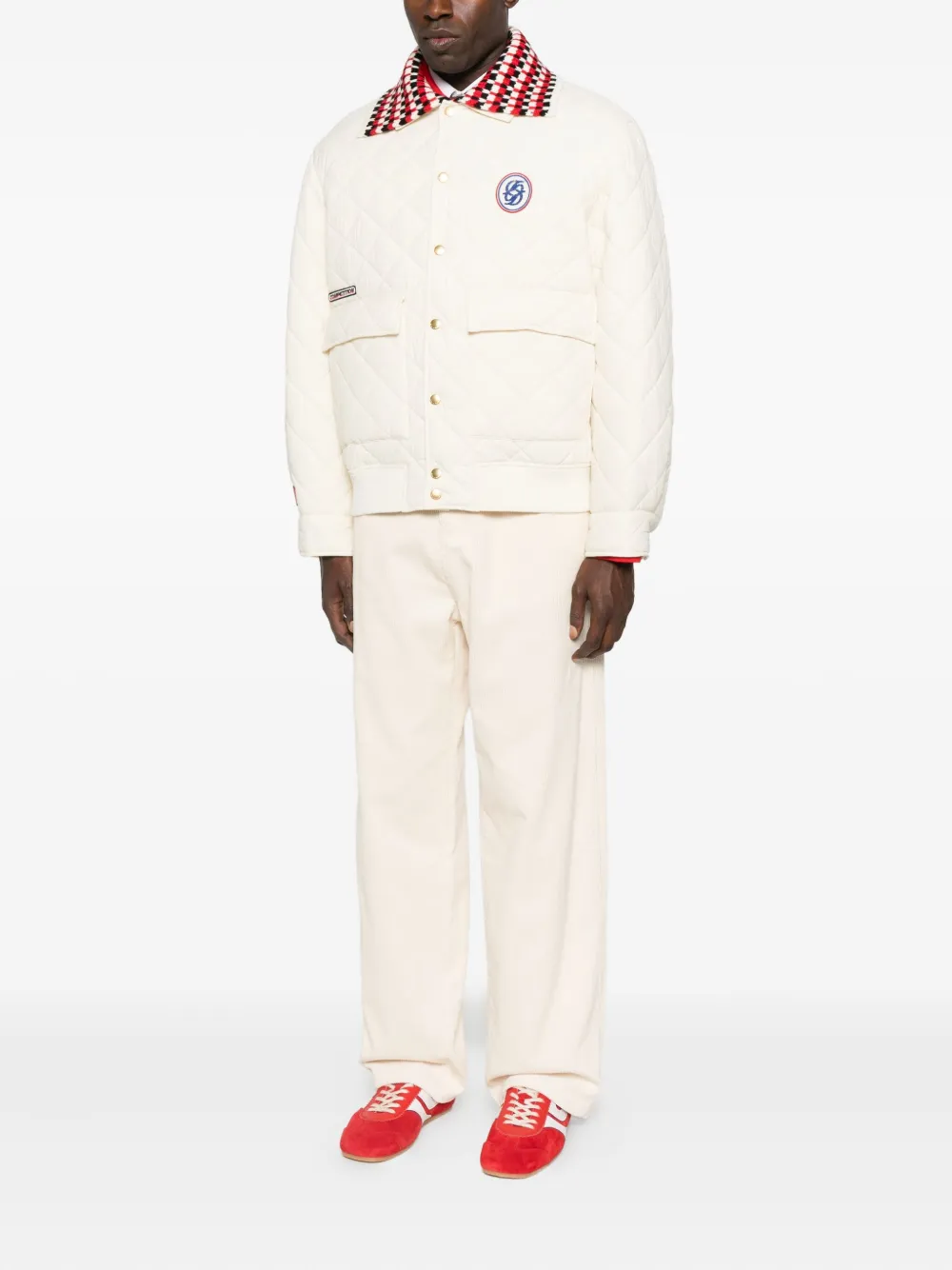 Drôle De Monsieur Quilted Logo-patch Bomber Jacket In White