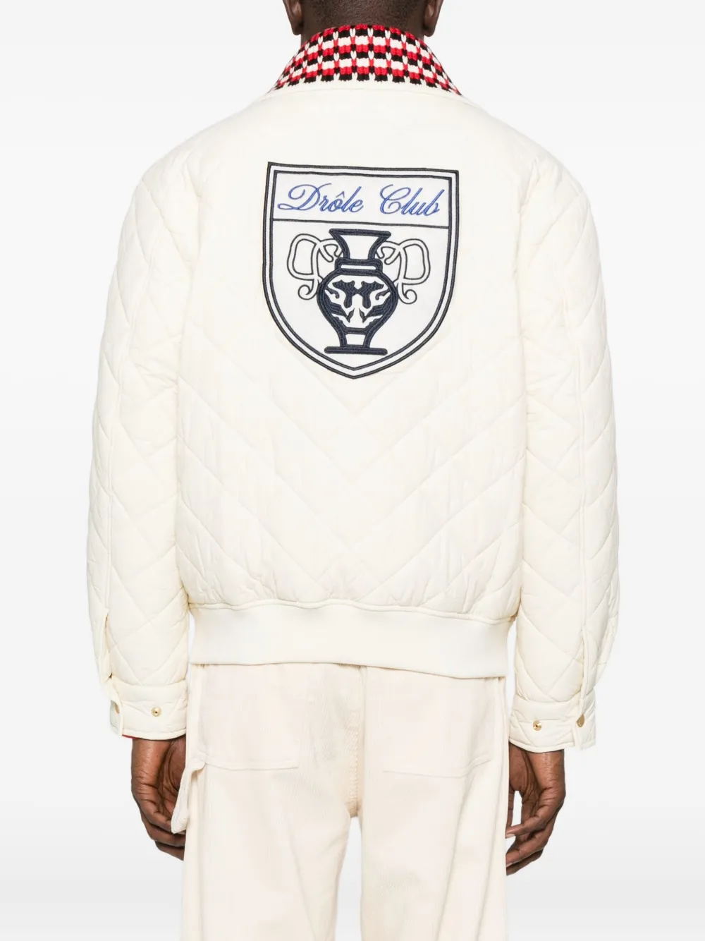 Drôle De Monsieur Quilted Logo-patch Bomber Jacket In White