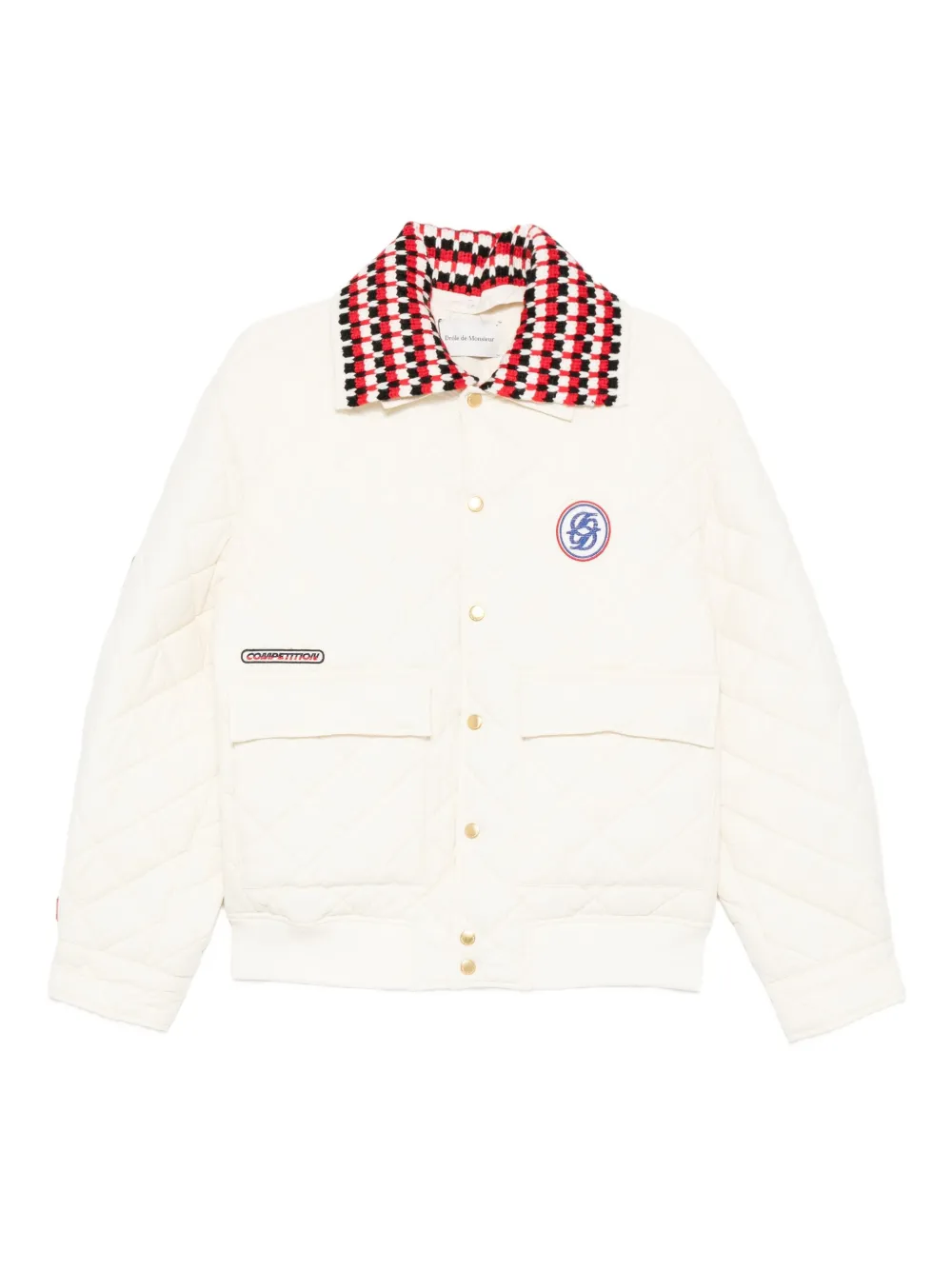 Drôle De Monsieur quilted logo-patch bomber jacket | White | Image 1