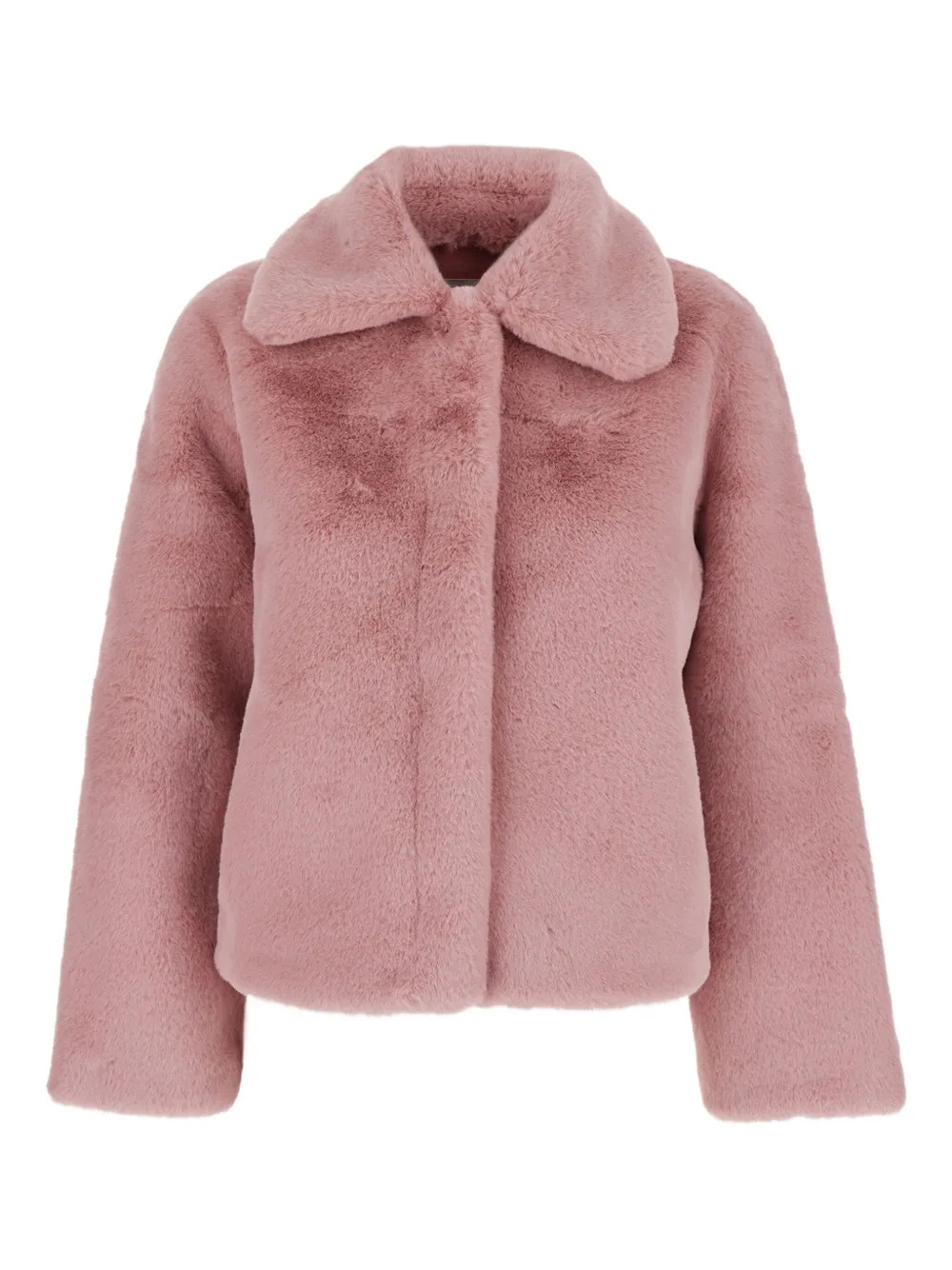 Apparis Pink Fur Coat With Classic Collar In Faux Fur Woman In Pink