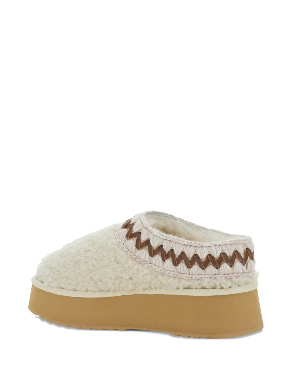 Mou flatform shearling mules Neutrals