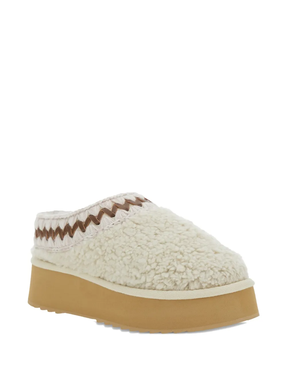 Mou flatform shearling mules Neutrals
