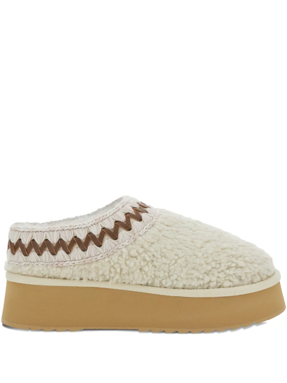 Mou flatform shearling mules Neutrals