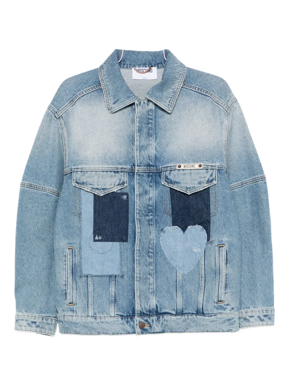 Moschino Patchwork Denim Jacket In Blue