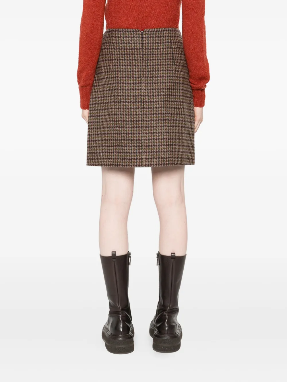 Weekend Max Mara Houndstooth Wool-blend Mini Skirt In Brown