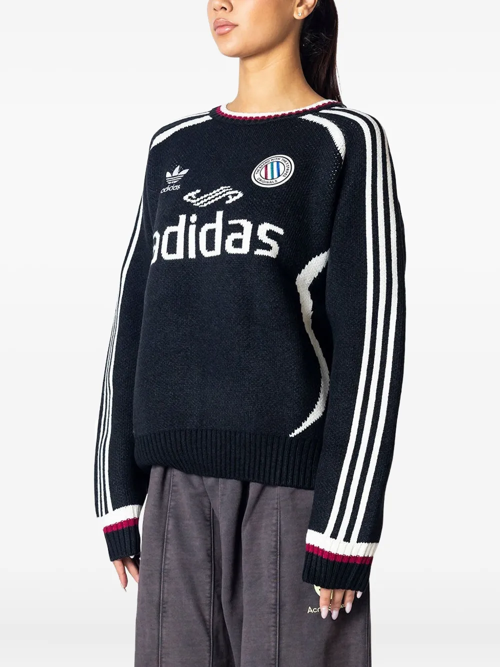 Adidas Originals Three-stripe Logo Sweater In Multi