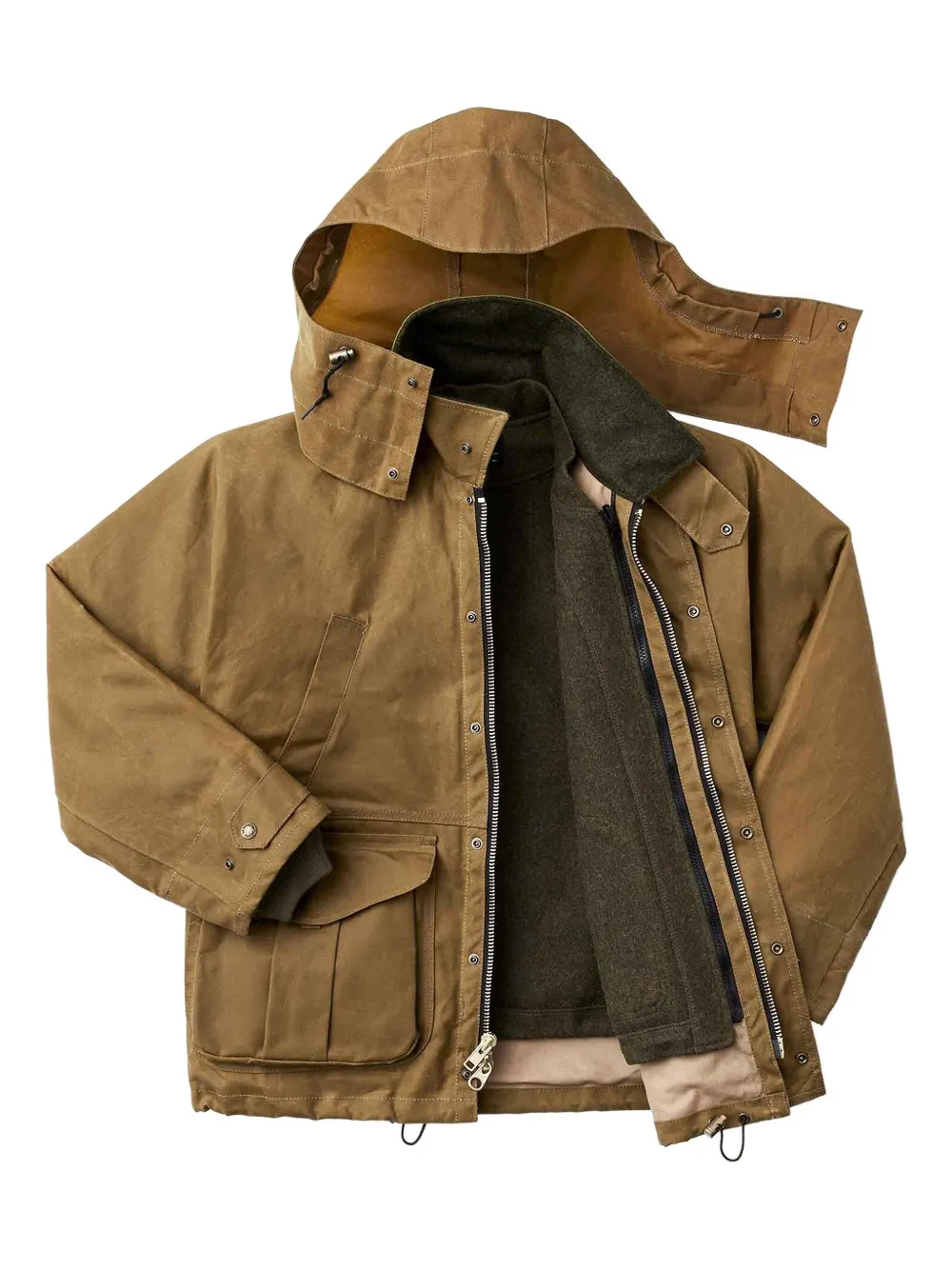 Filson Press-stud Cotton Jacket In Brown