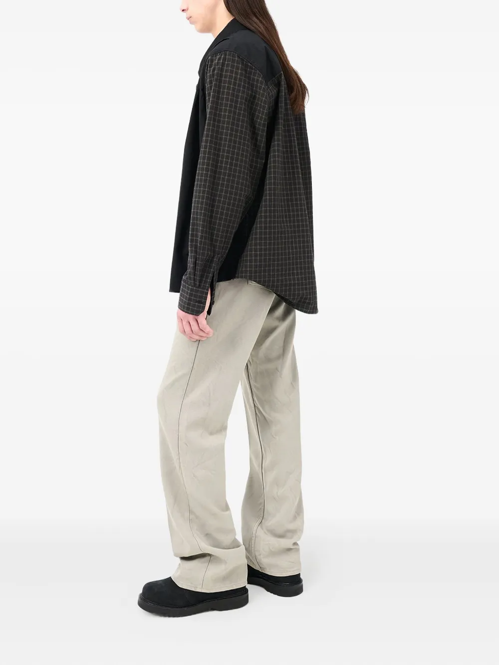 Our Legacy Check Pattern Collared Long Sleeve Shirt In Black