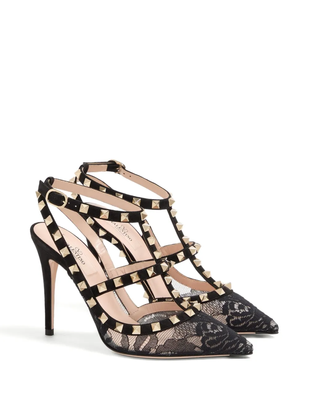 Valentino Pointed High-heeled Sandals In Black