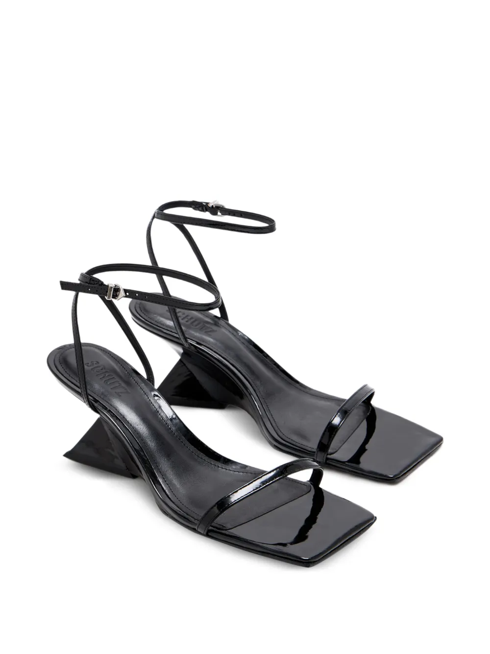 Schutz 75mm Joanna Geometric-heel Ankle-strap Sandals In Multi