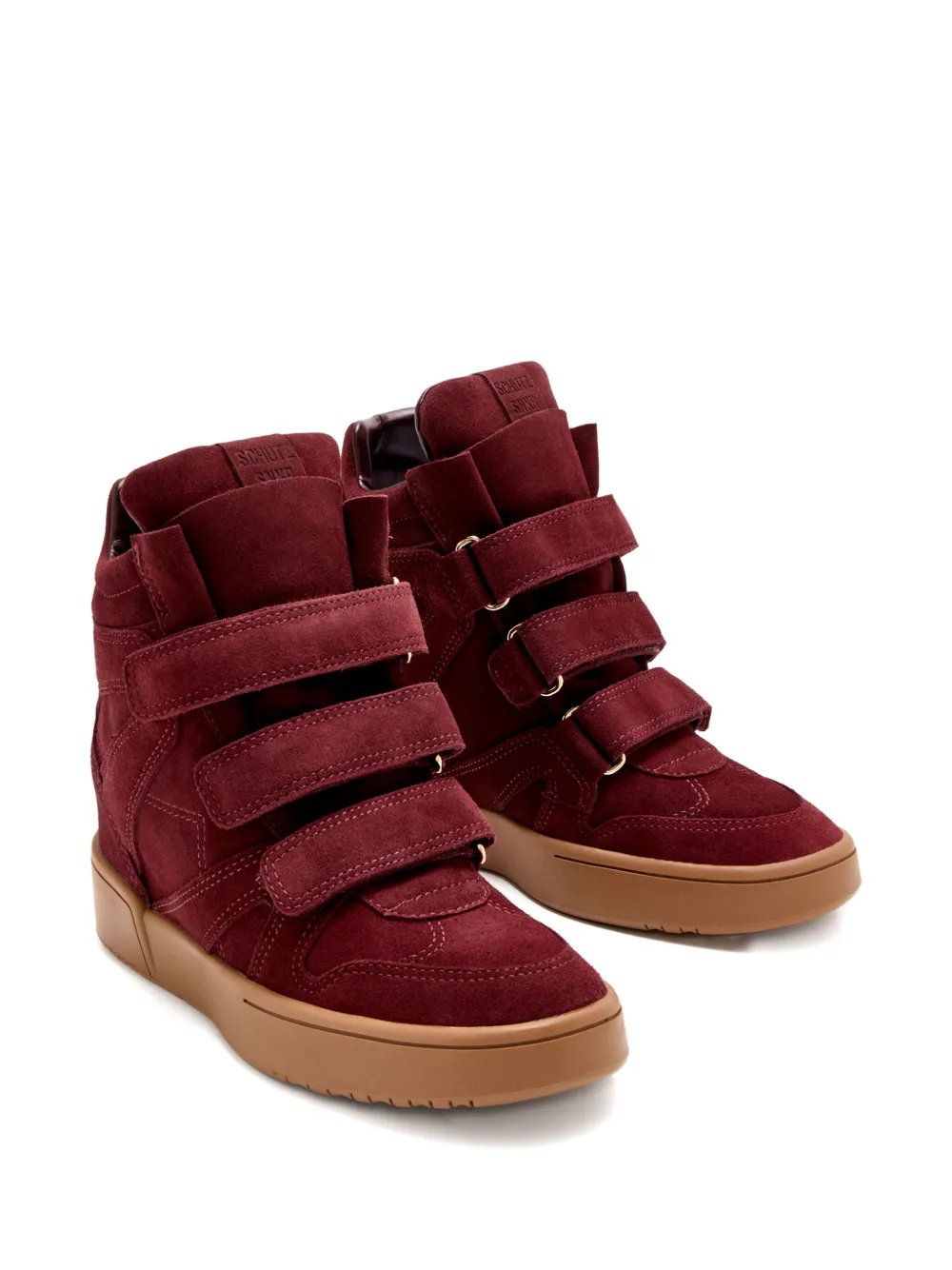 Schutz Suede Wedge Sneakers In Red