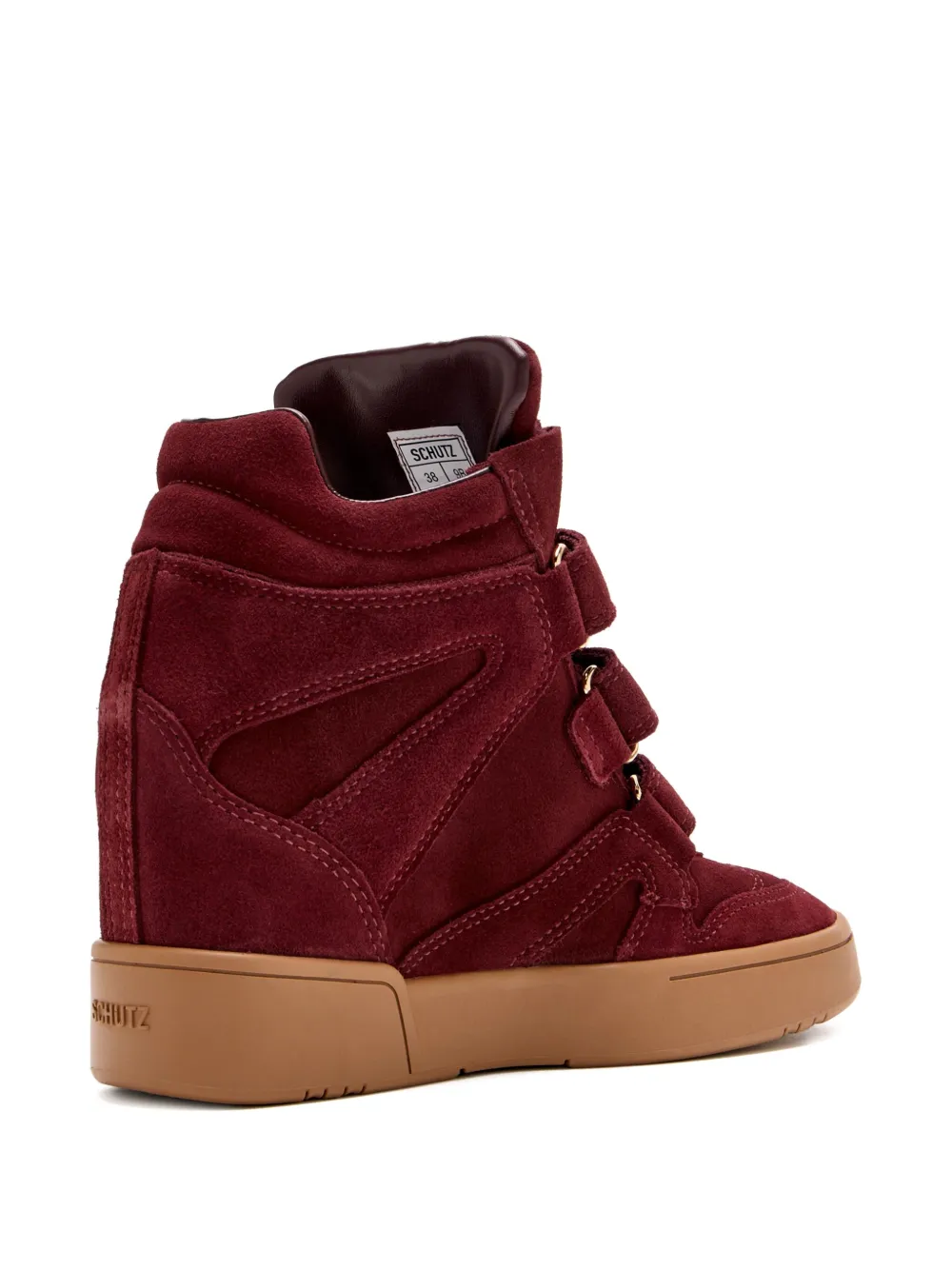 Schutz Suede Wedge Sneakers In Red