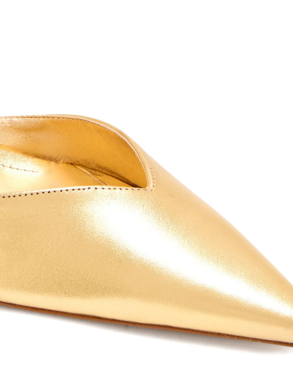Schutz 55mm Ankle-wrap Pointed-toe Pumps In Gold