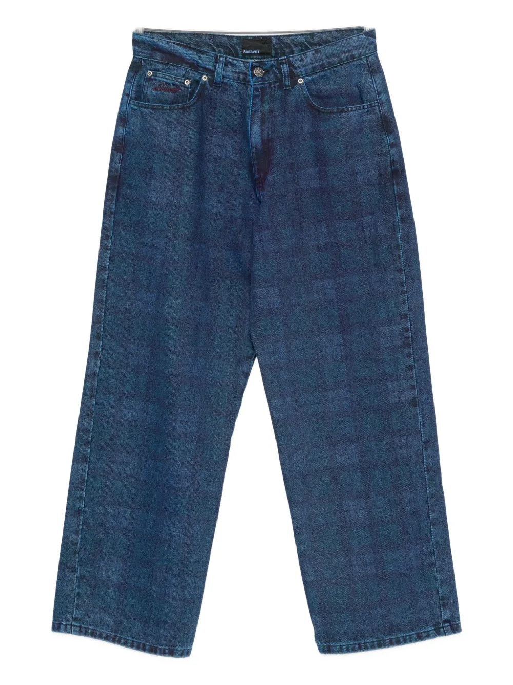 Rassvet Plaid-print Jeans In Blue