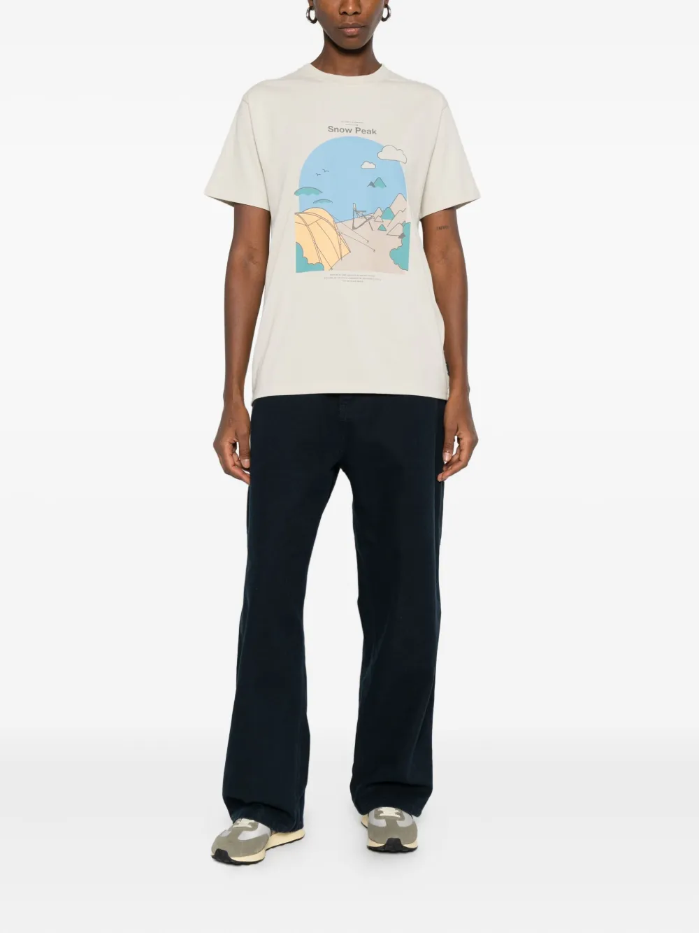 Snow Peak Graphic Print T-shirt In Neutral