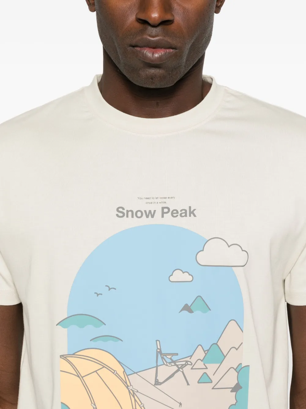 Snow Peak Graphic Print T-shirt In Neutral