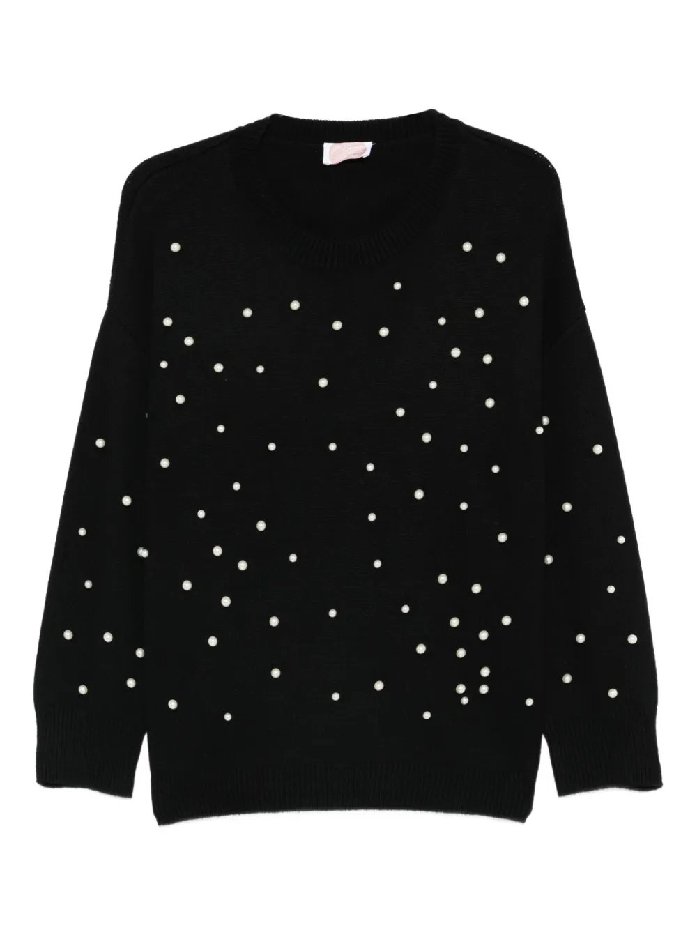 Marina Rinaldi Faux-pearl Embellished Sweater In Black