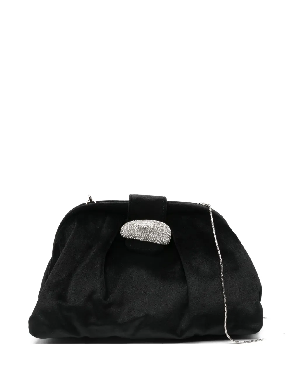 Twenty Four Haitch Embellished-tab Clutch Bag In Black