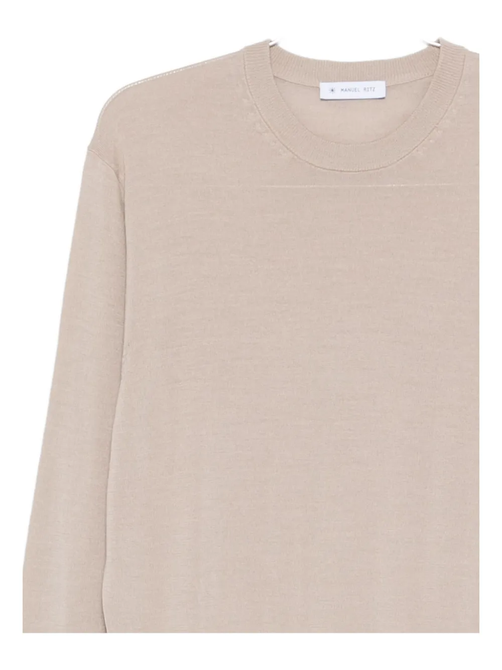 Manuel Ritz Crew-neck Wool Sweater In Neutral