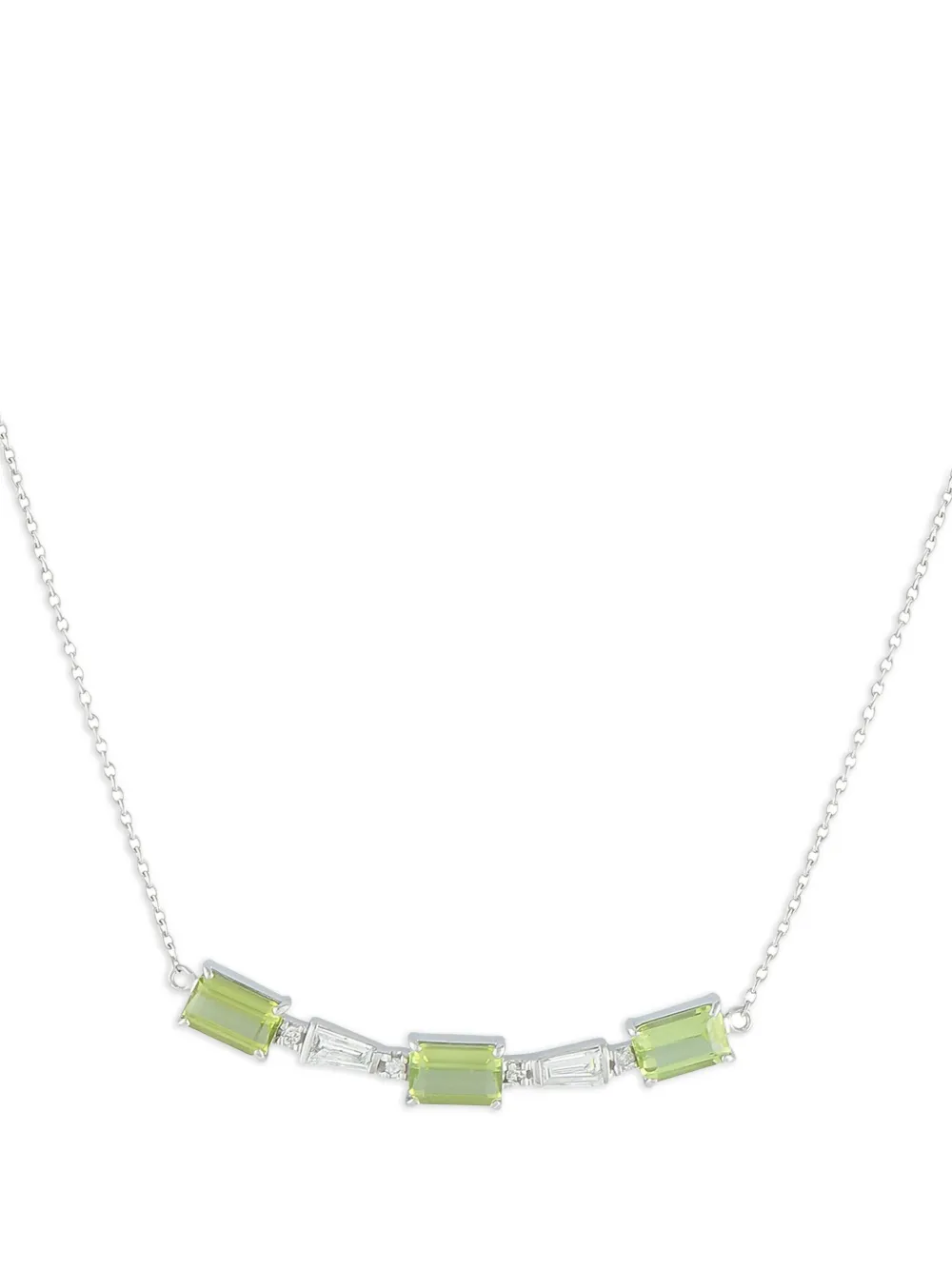 LB Exclusive platinum diamond and peridot necklace | Silver | Image 1