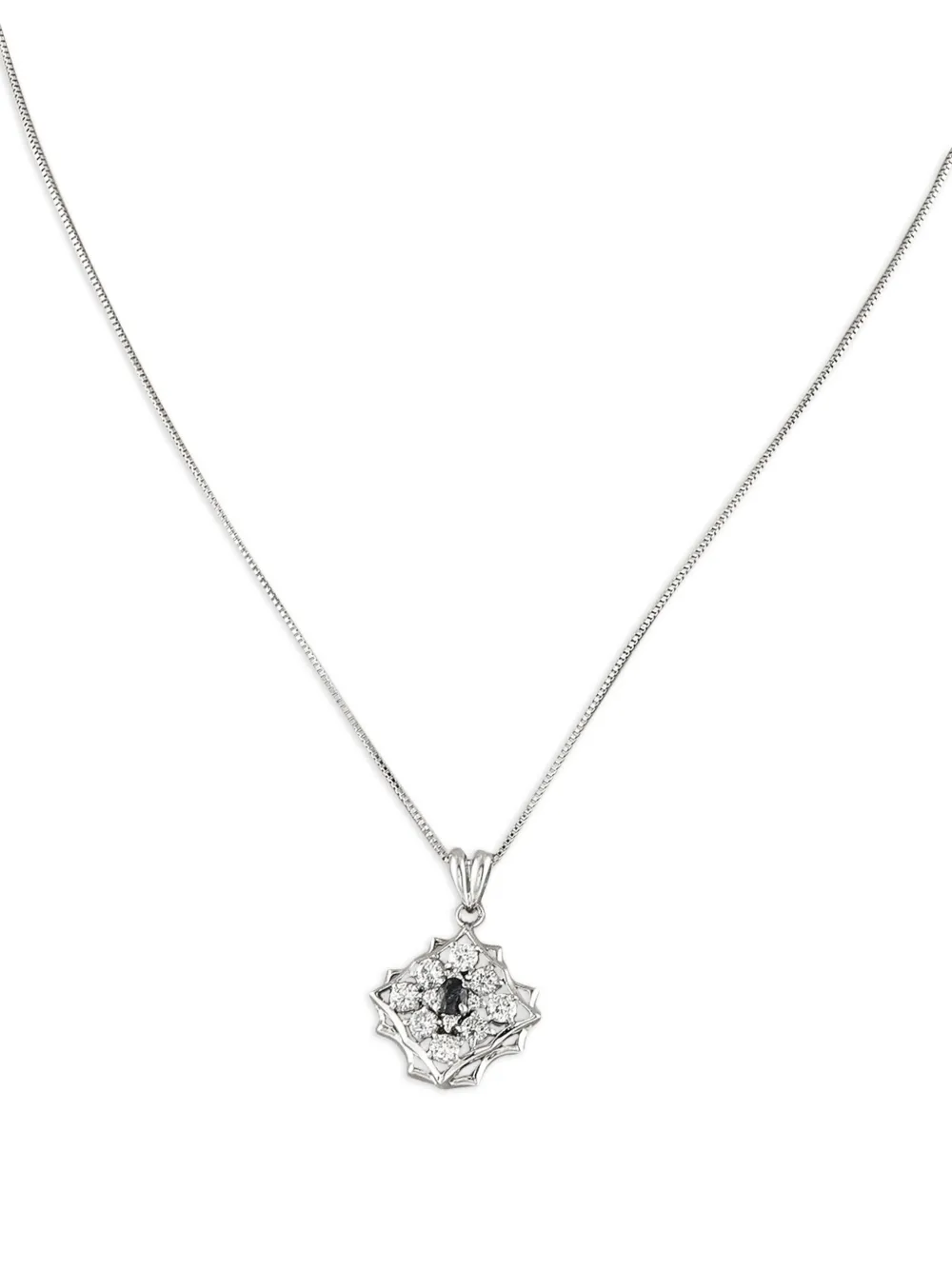 LB Exclusive platinum geometric alexandrite and diamond necklace | Silver | Image 1