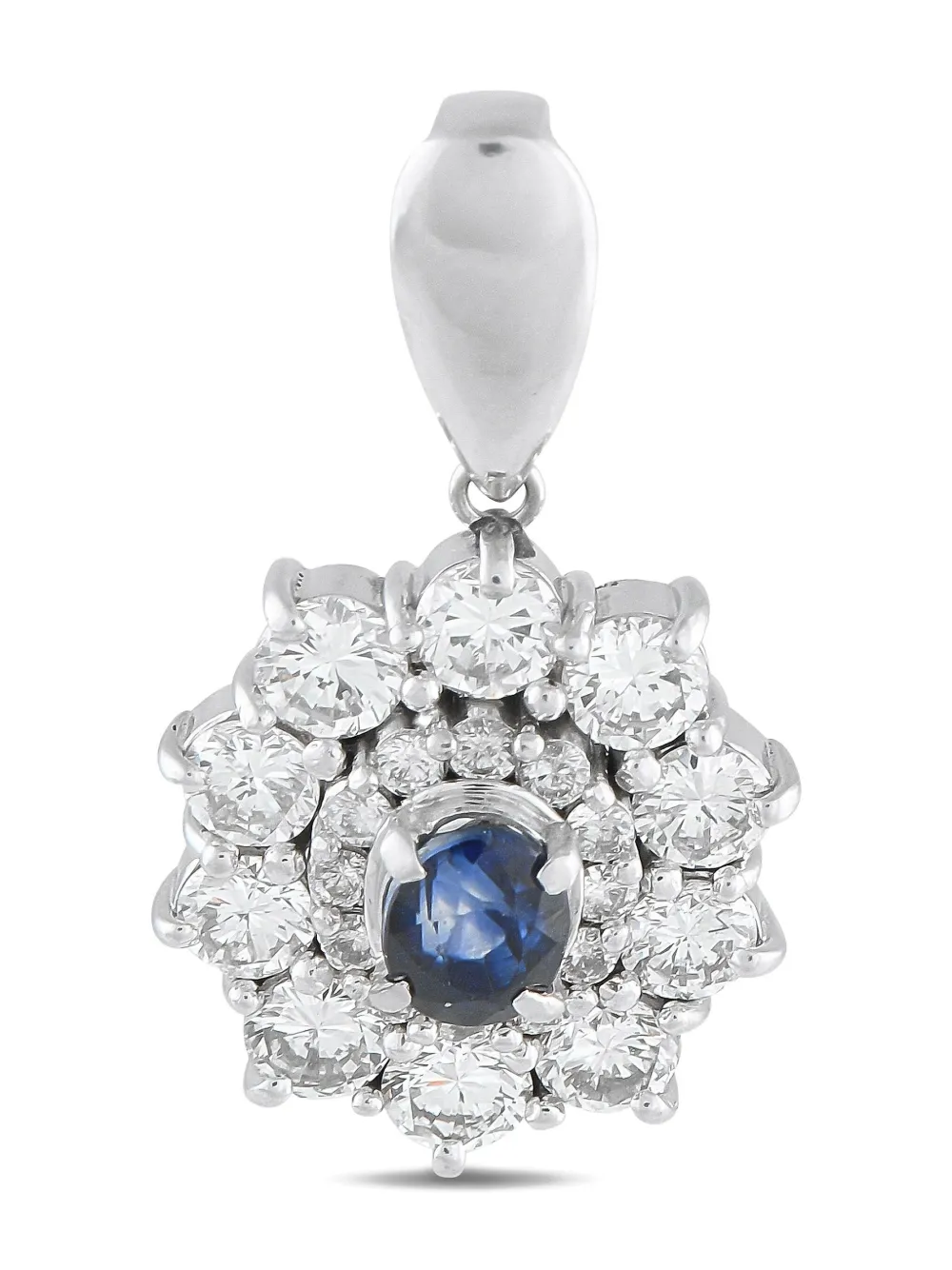 LB Exclusive platinum diamond and sapphire floral pendant | Silver | Image 1