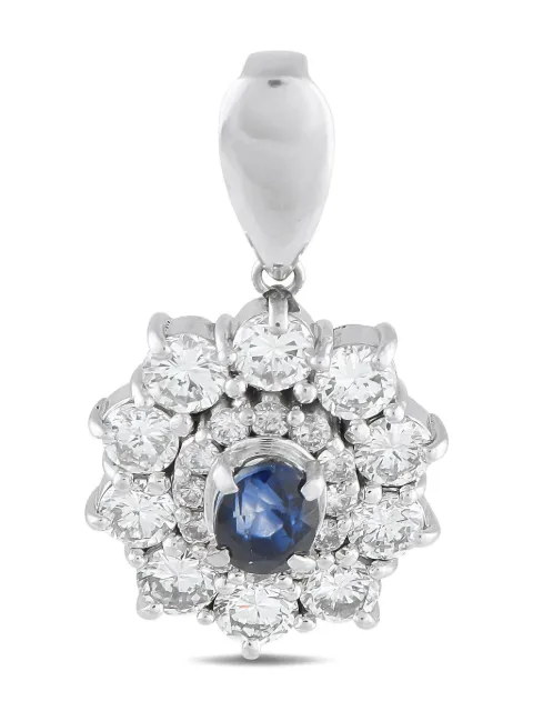 LB Exclusive platinum diamond and sapphire floral pendant
