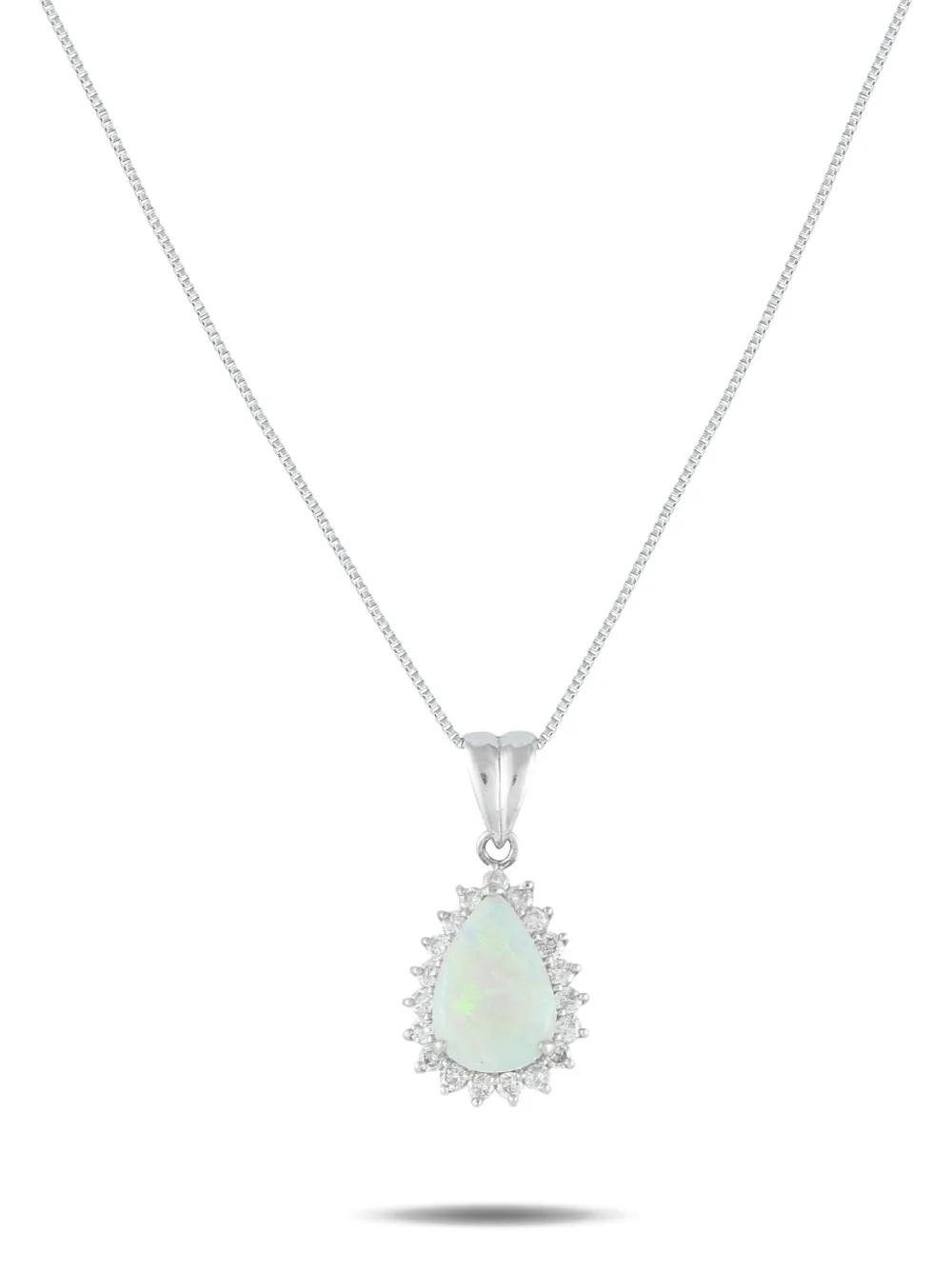 LB Exclusive platinum opal and diamond necklace | Silver | Image 1