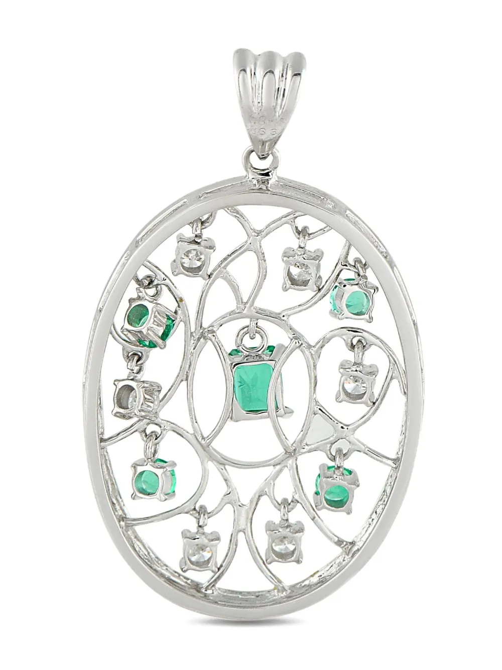 LB Exclusive 18K white gold diamond and emerald pendant | Image 2