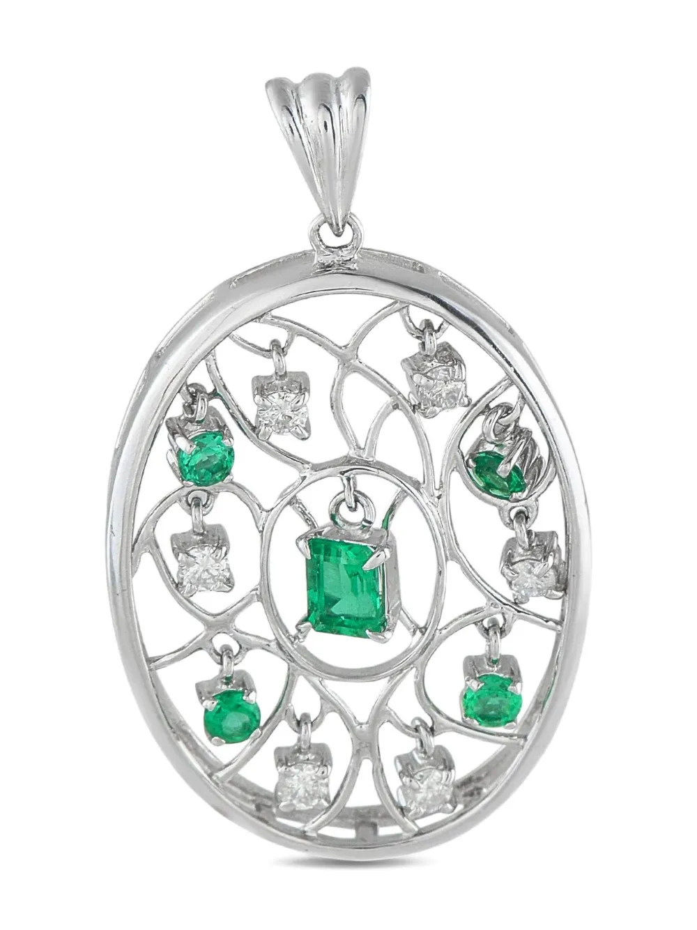 LB Exclusive 18K white gold diamond and emerald pendant | Silver | Image 1