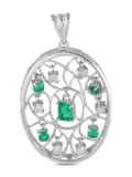 LB Exclusive 18K white gold diamond and emerald pendant - Silver