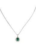 LB Exclusive platinum emerald and diamond halo necklace - Silver