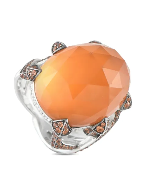 Stephen Webster anillo en oro blanco de 18kt con diamantes, cuarzo y zafiro naranja