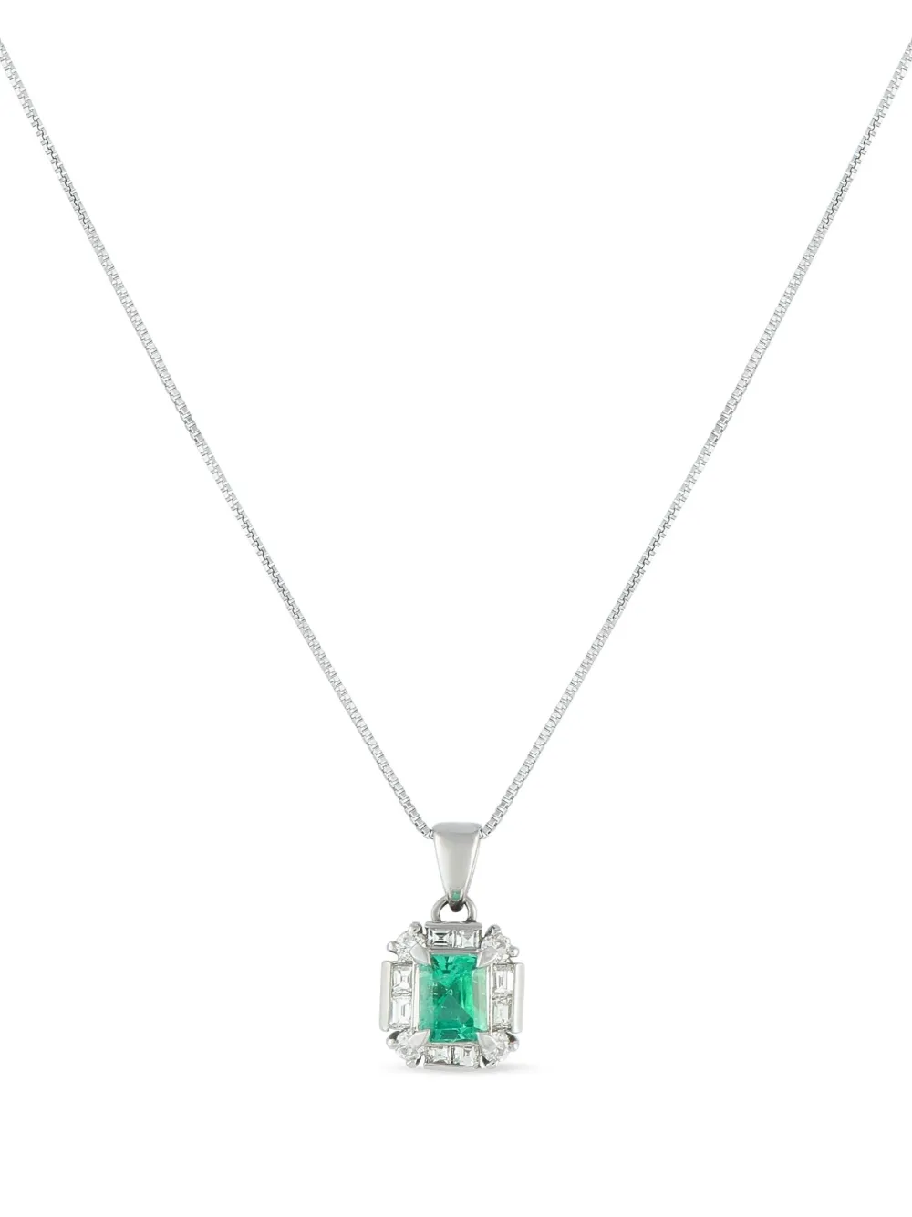 LB Exclusive platinum emerald and diamond necklace | Silver | Image 1