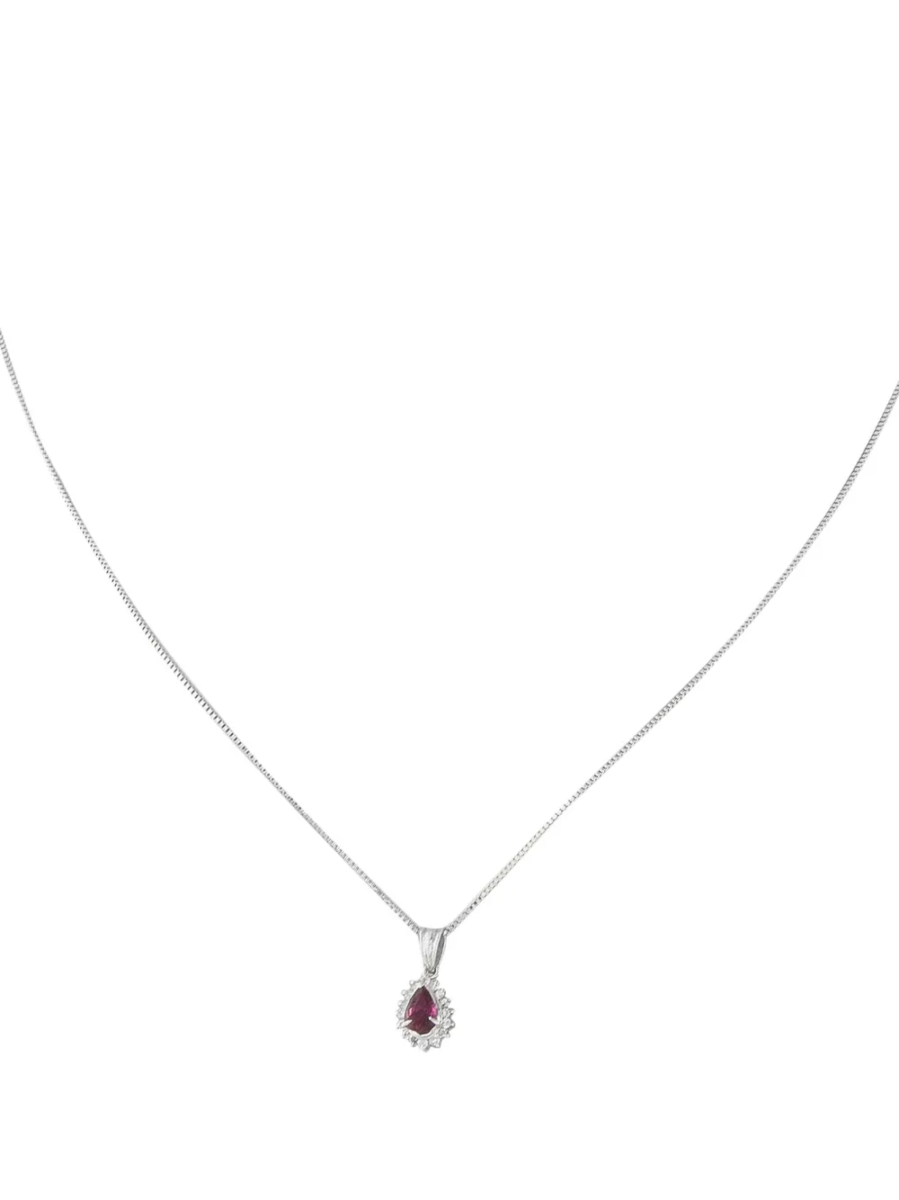 LB Exclusive platinum ruby and diamond halo necklace | Image 2