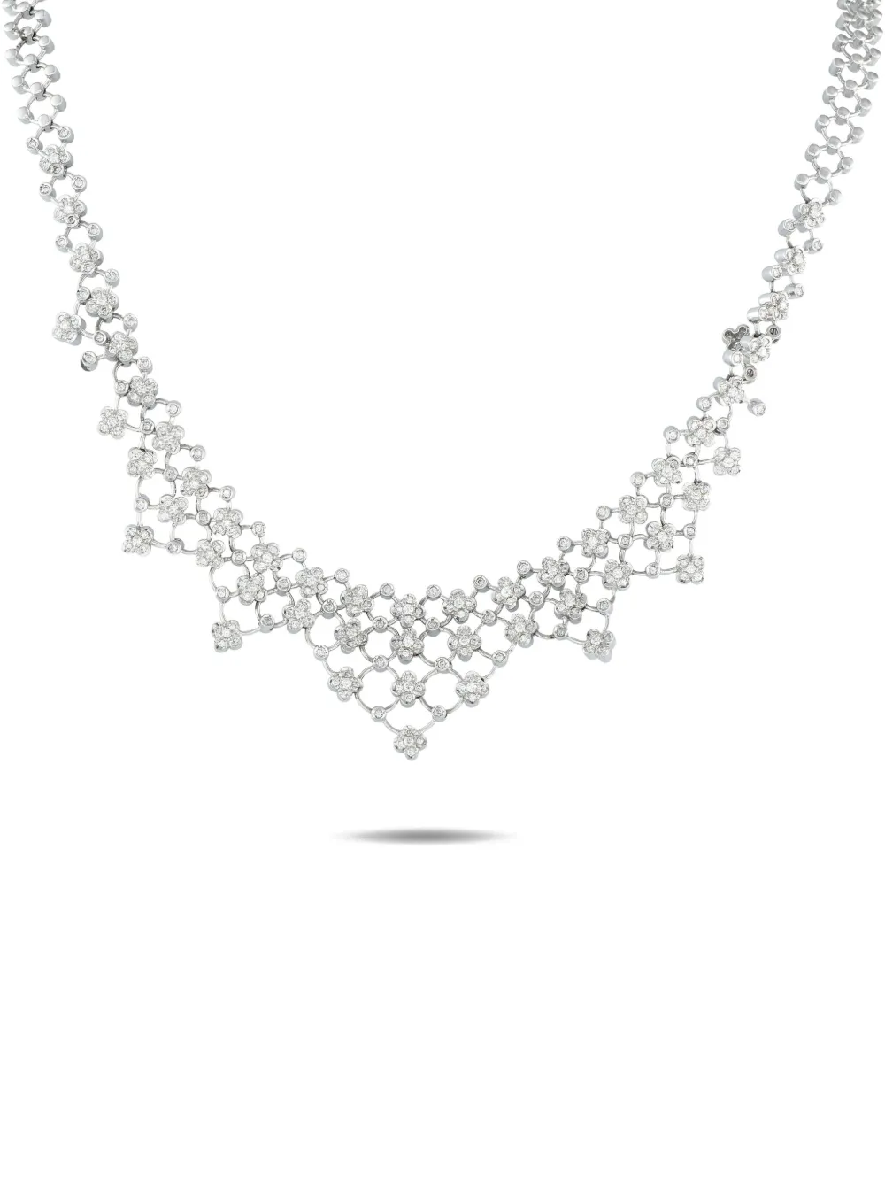 LB Exclusive 18K white gold diamond openwork necklace | Silver | Image 1